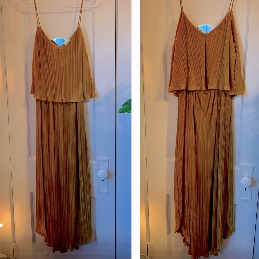 H&M Cleopatra Boho 70s Style Gold Maxi Dress